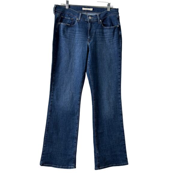 Levi’s Classic Bootcut Jeans Women 10 Blue Awe Dark Wash Mid Rise Stretch Denim - Picture 1 of 12